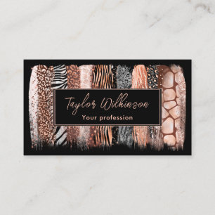 Safari Animal Print Ro Guld-penseldrag Visitkort