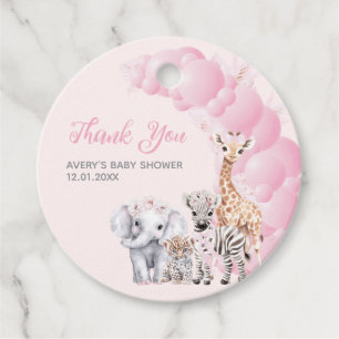 Safari Animal Rosa Boho Flicka Shower Gåvor Etiketter