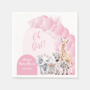 Safari Animal Rosa Boho Flicka Shower Pappersservett