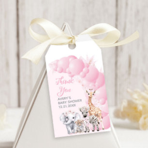 Safari Animal Rosa Boho Flicka Shower Presentetikett