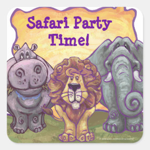 Safari Animal Safari Party-kuvert Stic Fyrkantigt Klistermärke