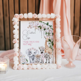 Safari Animal Tropical Flower Baby Shower Anpassni Poster