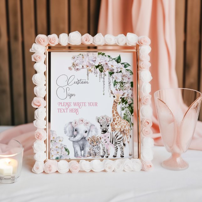 Safari Animal Tropical Flower Baby Shower Anpassni Poster (Skapare uppladdad)