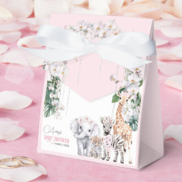 Safari Animal Tropical Flower Rosa Baby Shower Presentaskar