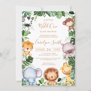 Safari Animal Tropical Greenery Baby Shower Inbjudningar