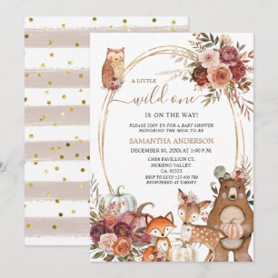 Safari Animal Vild 1 fall Pumpkin Baby Shower Inbjudningar