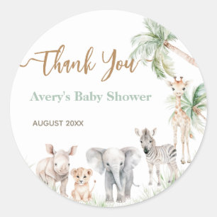 Safari Animal Vild en Pojke Shower Runt Klistermärke