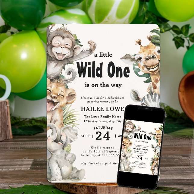 Safari Animal Vild En ungle Baby Shower Inbjudningar (Skapare uppladdad)