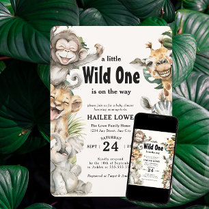 Safari Animal Vild En ungle Baby Shower Inbjudningar
