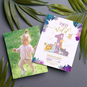 Safari Animal Vild One Girl Budget Foto Birthday