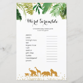 Safari animal Watercolor Ord Scramble Game