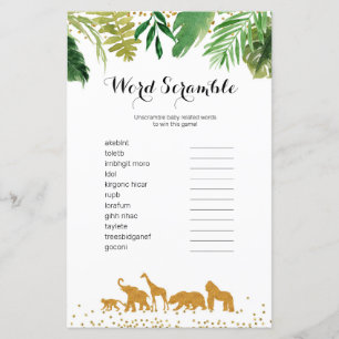 Safari animal Watercolor Ord Scramble Game