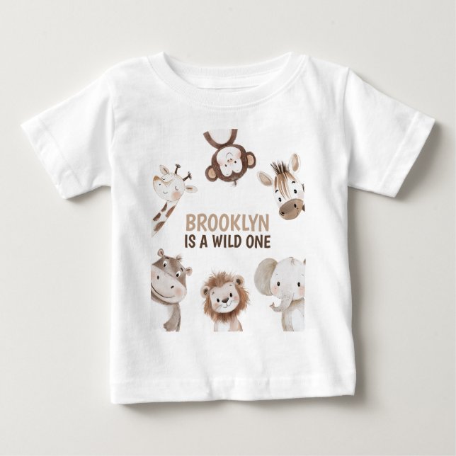 Safari Animals 1st Birthday T Shirt (Framsida)