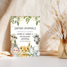 "Safari Animals 2nd Birthday Boy Inbjudningar