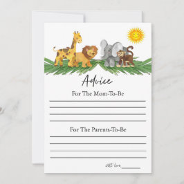 Safari Animals Advice for Baby Shower Game Card Inbjudningar