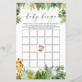Safari Animals Baby Bingo Game