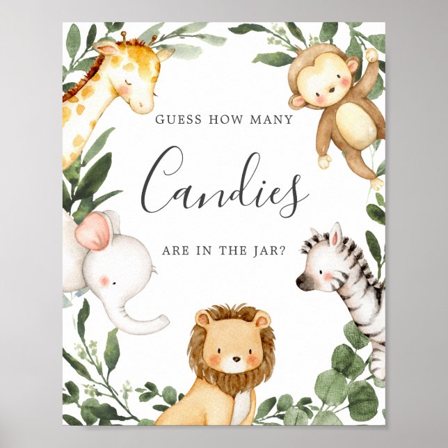 Safari Animals Baby Shower anger hur många kaniner Poster (Framsidan)