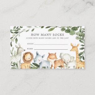 Safari Animals Baby Shower anger hur många sockar Tilläggskort