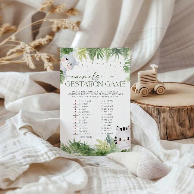 Safari Animals Baby Shower Animals Gestation Game (Skapare uppladdad)