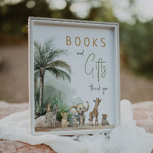 Safari Animals Baby Shower Bokar and Gifts Sign Poster