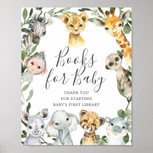 Safari Animals Baby Shower Bokar för Baby-tecken Poster
