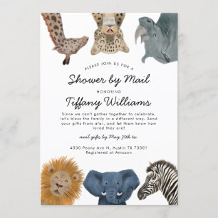 Safari Animals Baby Shower by Mail Inbjudningar