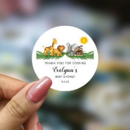 Safari Animals Baby Shower Classic Round Sticker Runt Klistermärke