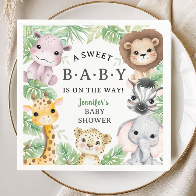 Safari Animals Baby Shower Gender Neutral Jungle Pappersservett (Skapare uppladdad)