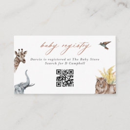 Safari Animals Baby Shower Gift Registry QR-kod Tilläggskort