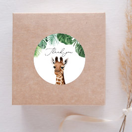 Safari Animals Baby Shower Giraffe Runt Klistermärke