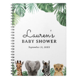 Safari Animals Baby Shower Guest Bok Anteckningsbok