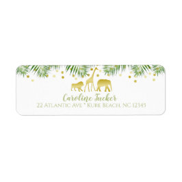 Safari Animals Baby Shower Guld-adressetikett Returadress Etikett