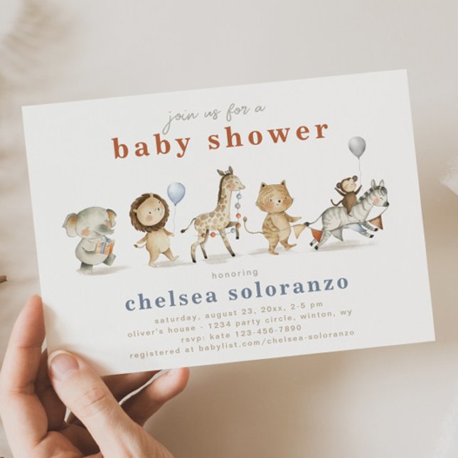 Safari Animals Baby Shower-inbjudan | Djur Inbjudningar (Skapare uppladdad)