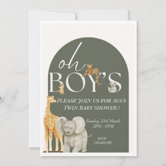 Safari Animals Baby Shower-inbjudan. Inbjudningar