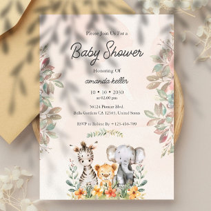 Safari Animals Baby Shower-inbjudan Inbjudningar