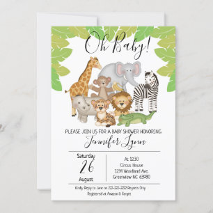 Safari Animals Baby Shower-inbjudan Inbjudningar