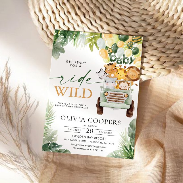 Safari Animals Baby Shower-inbjudan Spara Datumet (Skapare uppladdad)