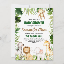 Safari Animals Baby Shower Inbjudningar