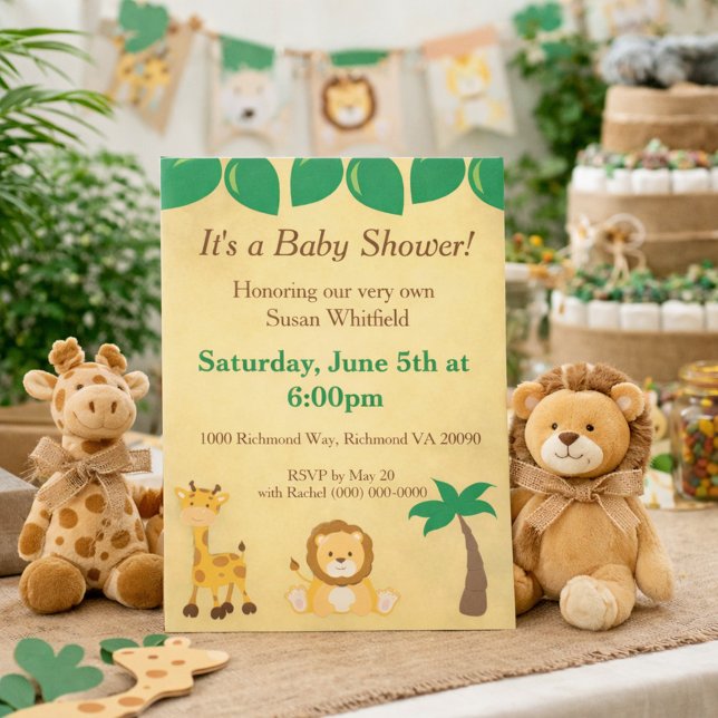 Safari Animals Baby Shower Inbjudningar (Skapare uppladdad)