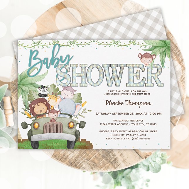 Safari Animals Baby Shower Inbjudningar (Safari Animals Baby Shower Invitation)