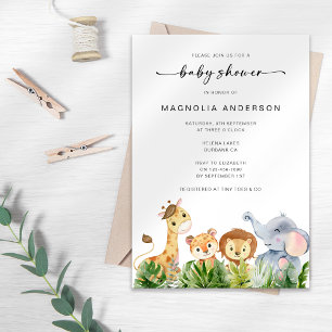 Safari Animals Baby Shower Inbjudningar
