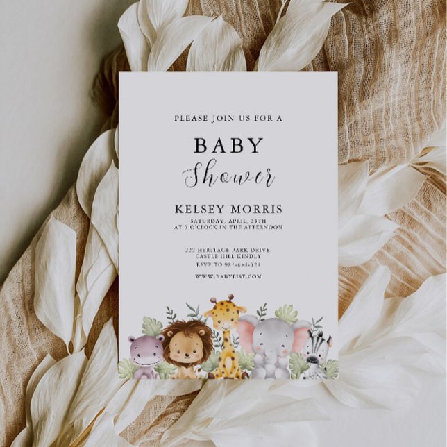 Safari Animals Baby Shower Inbjudningar (Safari Animals Baby Shower Invitation)