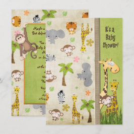 Safari Animals Baby Shower Inbjudningar