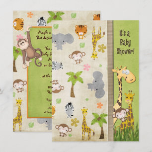 Safari Animals Baby Shower Inbjudningar