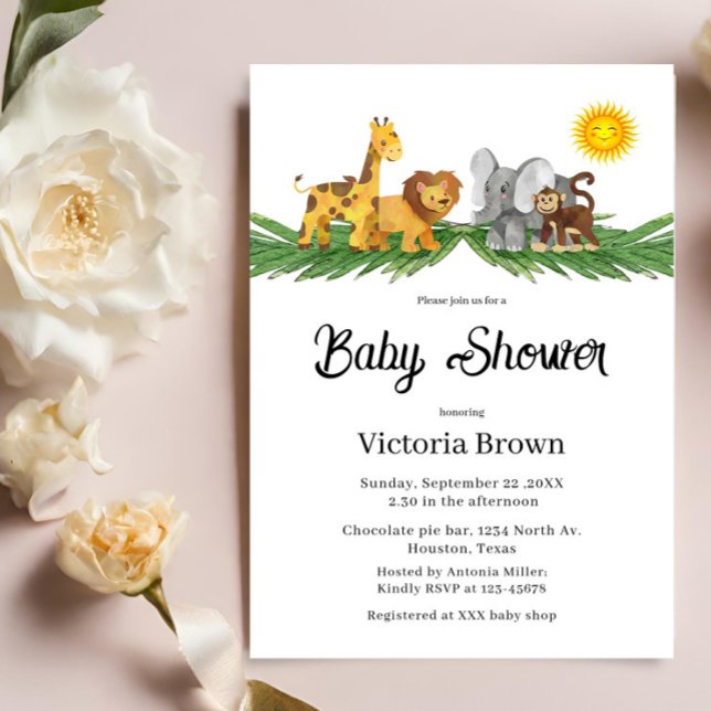 Safari Animals Baby Shower Invitation Inbjudningar (Skapare uppladdad)