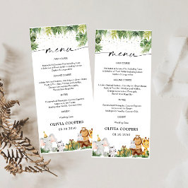 Safari Animals Baby Shower Menu Meny