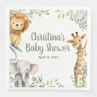 Safari Animals Baby Shower Napkins Pappersservett