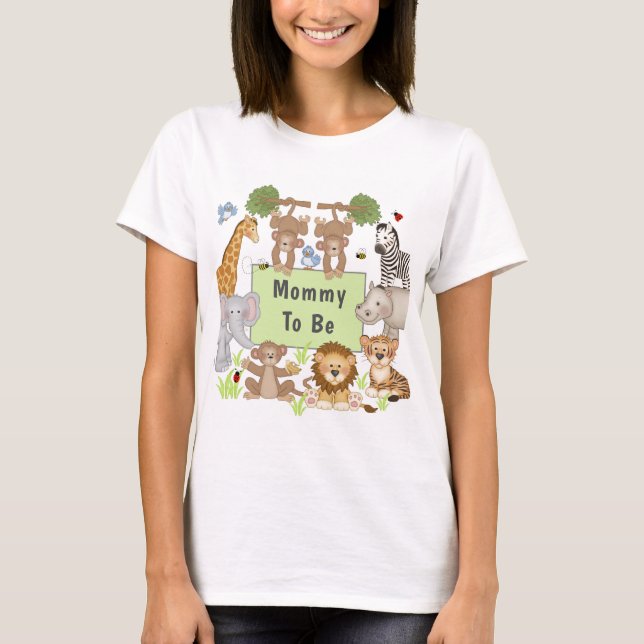 Safari Animals Baby Shower Party Mamma ska vara T Shirt (Framsida)