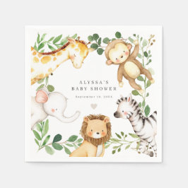 Safari Animals Baby Shower Party Paper Napkins Pappersservett