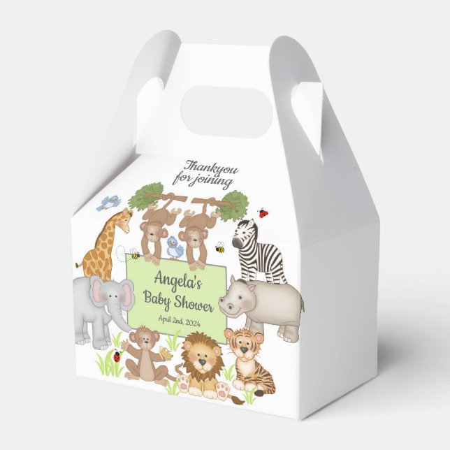 Safari Animals Baby Shower Party Presentaskar (Framsidan Sidan)
